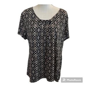 Women’s Croft & Barrow Black/Tan Blouse Size XL